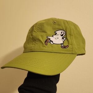 Green Cap with Embroidered‎ Running Ghost Design - NEW